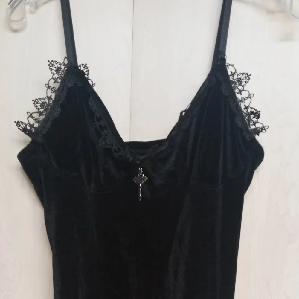 Velvet and Lace Mini Dress- Goth - Picture 2 of 5